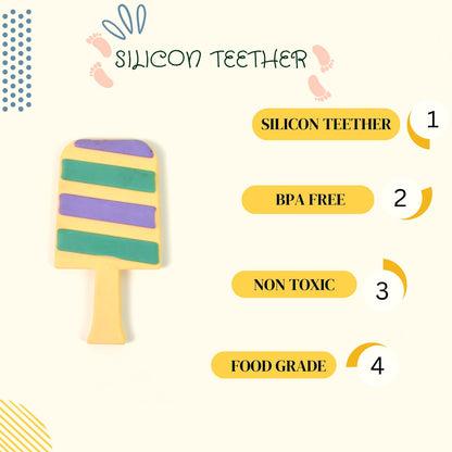 Wukusy silicone candy-shaped teether for baby, featuring bright colors and textured surface for soothing teething gums.