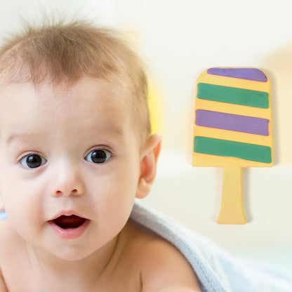 Silicone candy-shaped baby teether from Wukusy, designed for soothing gums and baby teething comfort.