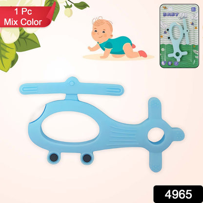 Colorful silicone helicopter-shaped baby teether from Wukusy, designed for soothing infants during teething.
