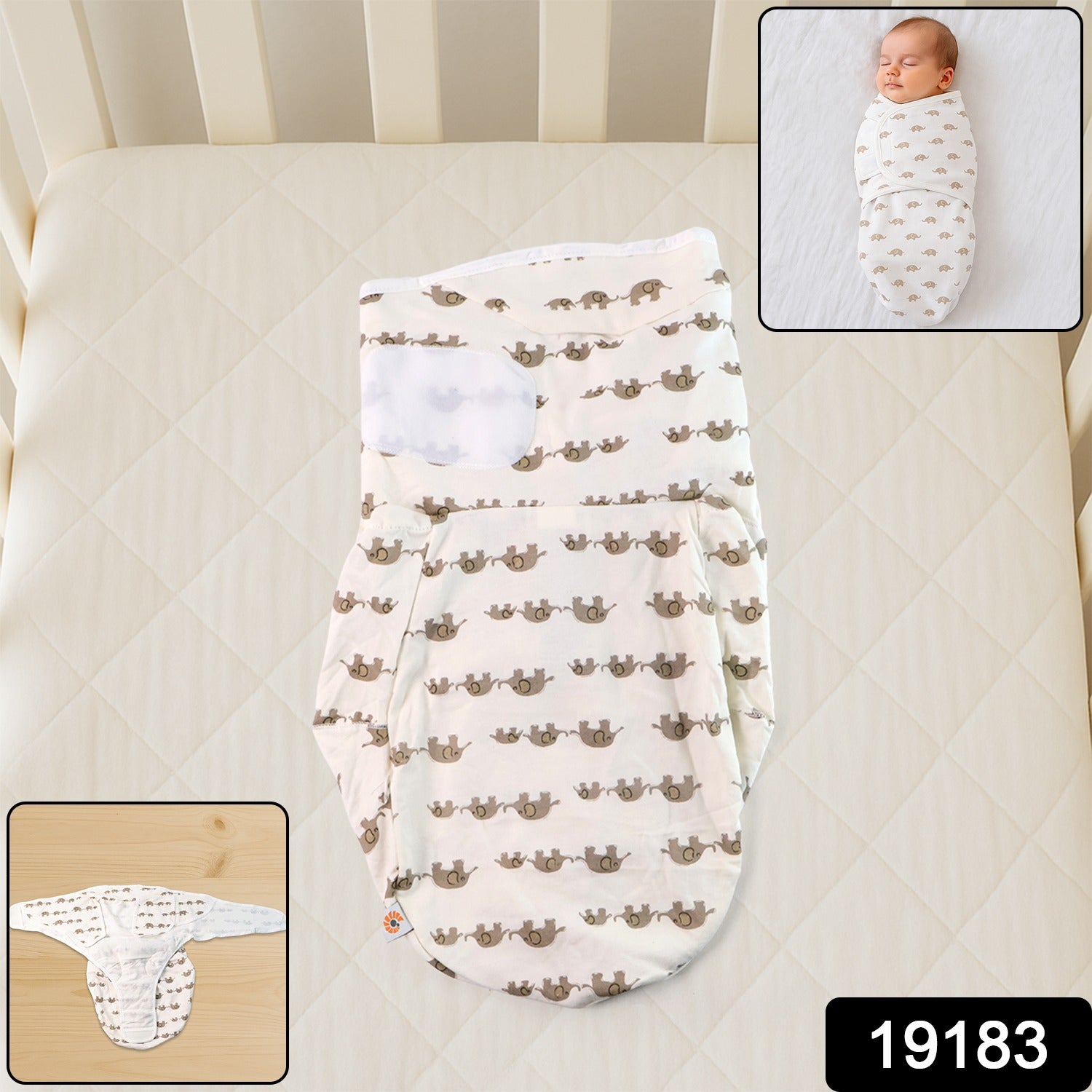 Wukusy soft cotton adjustable baby swaddle wrap for newborns, gentle and comfortable for wrapping infants securely.