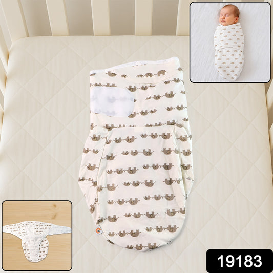 Wukusy soft cotton adjustable baby swaddle wrap for newborns, gentle and comfortable for wrapping infants securely.