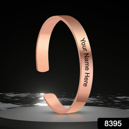 Personalized stylish Kada bracelet in rose gold copper, featuring intricate design, from Wukusy, perfect for wrist jewelry.
