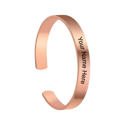 Customized personalized stylish Kada bracelet in rose gold copper, featuring intricate design and elegant craftsmanship.