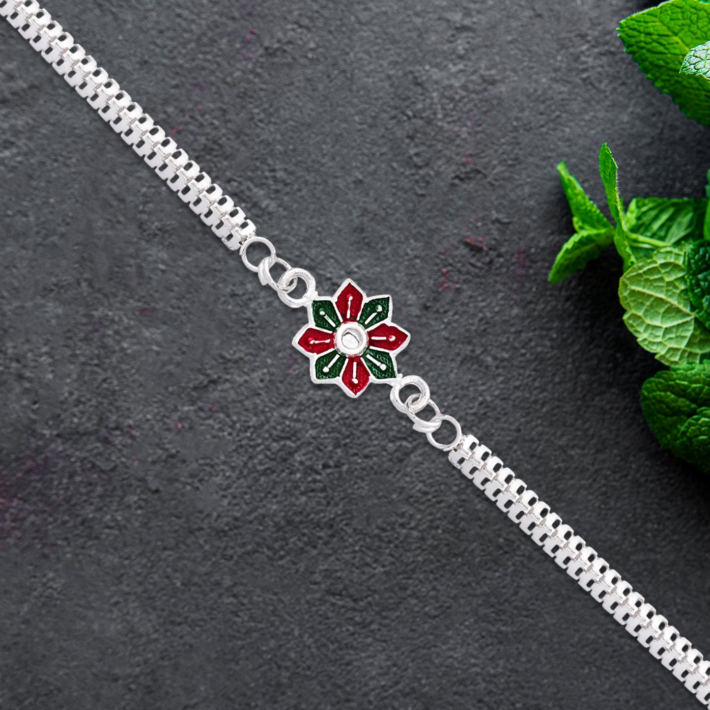 Elegant bracelet-style Rakhi by Wukusy featuring intricate design and bracelet craftsmanship, perfect for traditional celebrations.