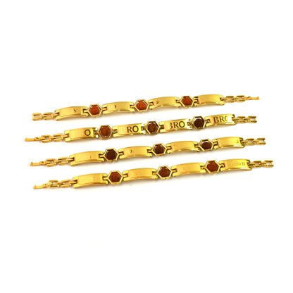 Gold plated hexa bead bracelet for Rakhi by Wukusy, designed for brothers, featuring a stylish, intricate beaded pattern.