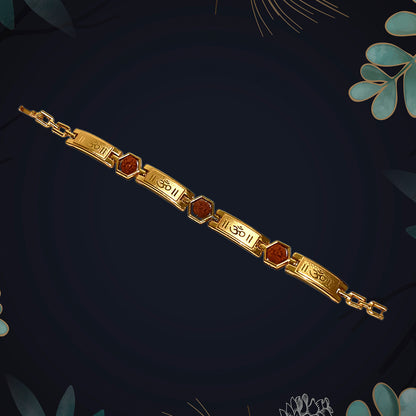 Gold plated hexa bead bracelet for brother, Wukusy Rakhi, featuring a stylish design on a bracelet for special occasions.