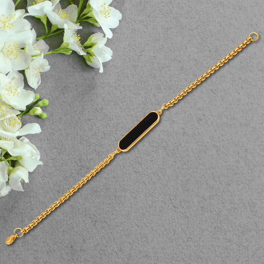 Golden bracelet Rakhi gift bracelet by Wukusy, featuring intricate design and elegant gold finish for special occasions.