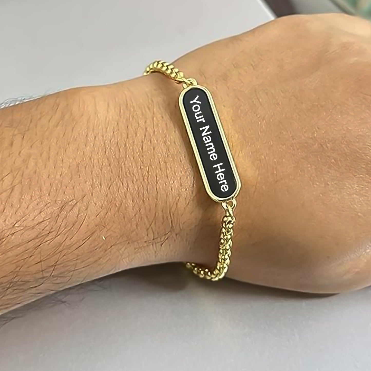 Golden bracelet rakhi gift bracelet by Wukusy, stylish jewelry with intricate design, perfect for special occasions.