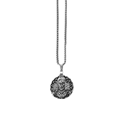 Hanuman face pendant necklace with chain, Wukusy bracelet featuring detailed Hanuman face design and chain attachment.