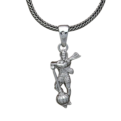 Wukusy Hanuman Ji pendant bracelet with gada, religious jewelry for men and women, featuring detailed Hindu deity and symbol.