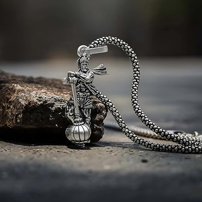 Wukusy Hanuman Ji pendant bracelet featuring Gada, religious jewelry for men and women, with intricate design and religious symbols.