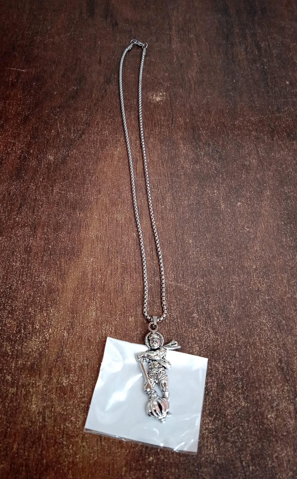Wukusy Hanuman Ji pendant bracelet featuring Gada, religious jewelry for men and women, with detailed Hanuman figure design.
