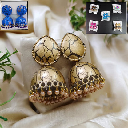 Colorful Wukusy Jhumka earrings and buti accessories for women and girls, featuring intricate designs in a single pair.