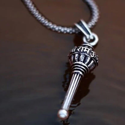 Wukusy Lord Hanuman Gada pendant bracelet with chain featuring detailed Hanuman deity design, for spiritual or cultural wear.