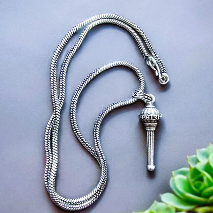 Wukusy Lord Hanuman Gada pendant bracelet with chain featuring detailed Hanuman deity design in metal.