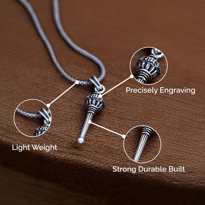 Wukusy Lord Hanuman Gada pendant bracelet with chain, featuring a detailed Hanuman figure and traditional design.