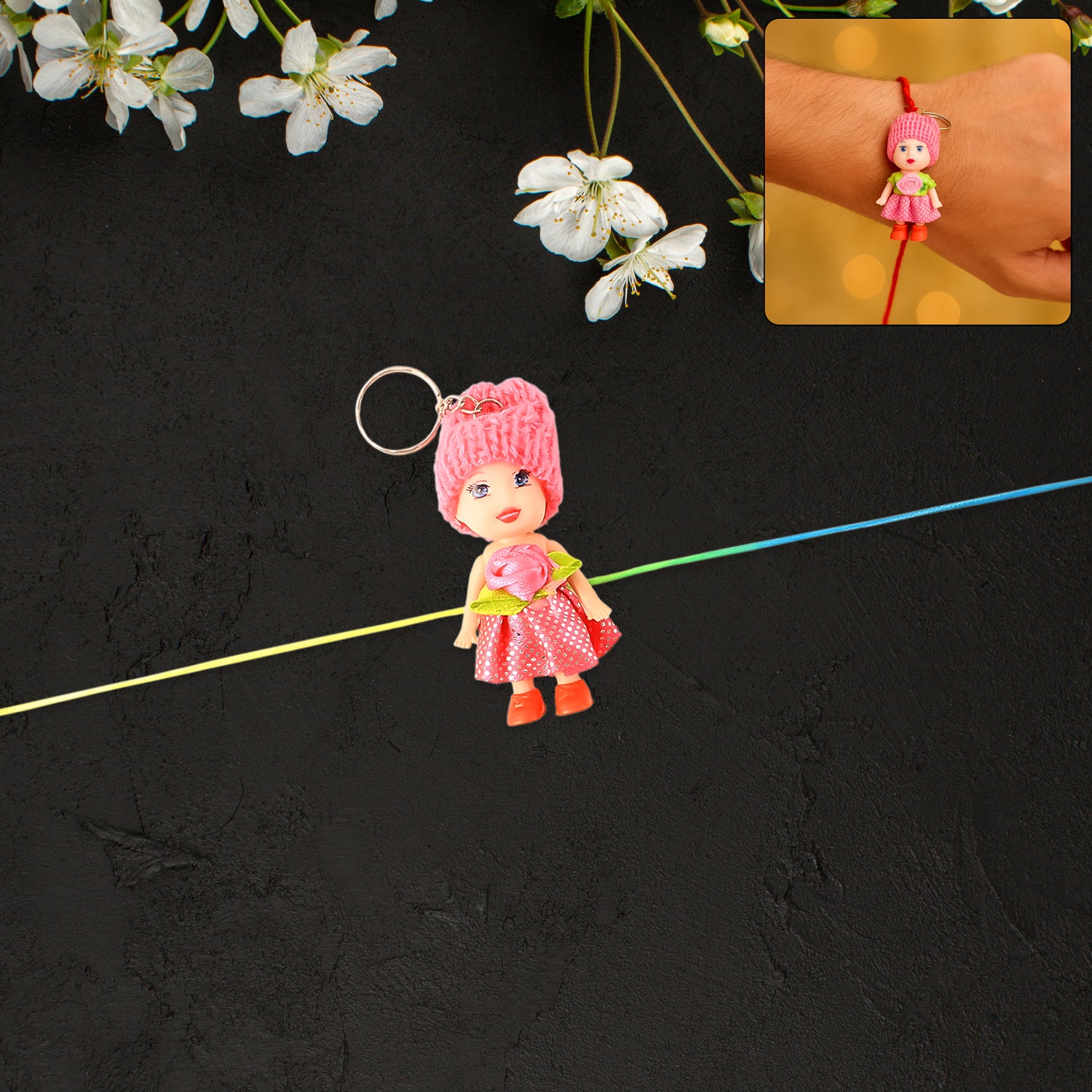 Wukusy multifunction doll bracelet for kids with a cute soft toy and keychain, decorative fancy design for boys and girls.