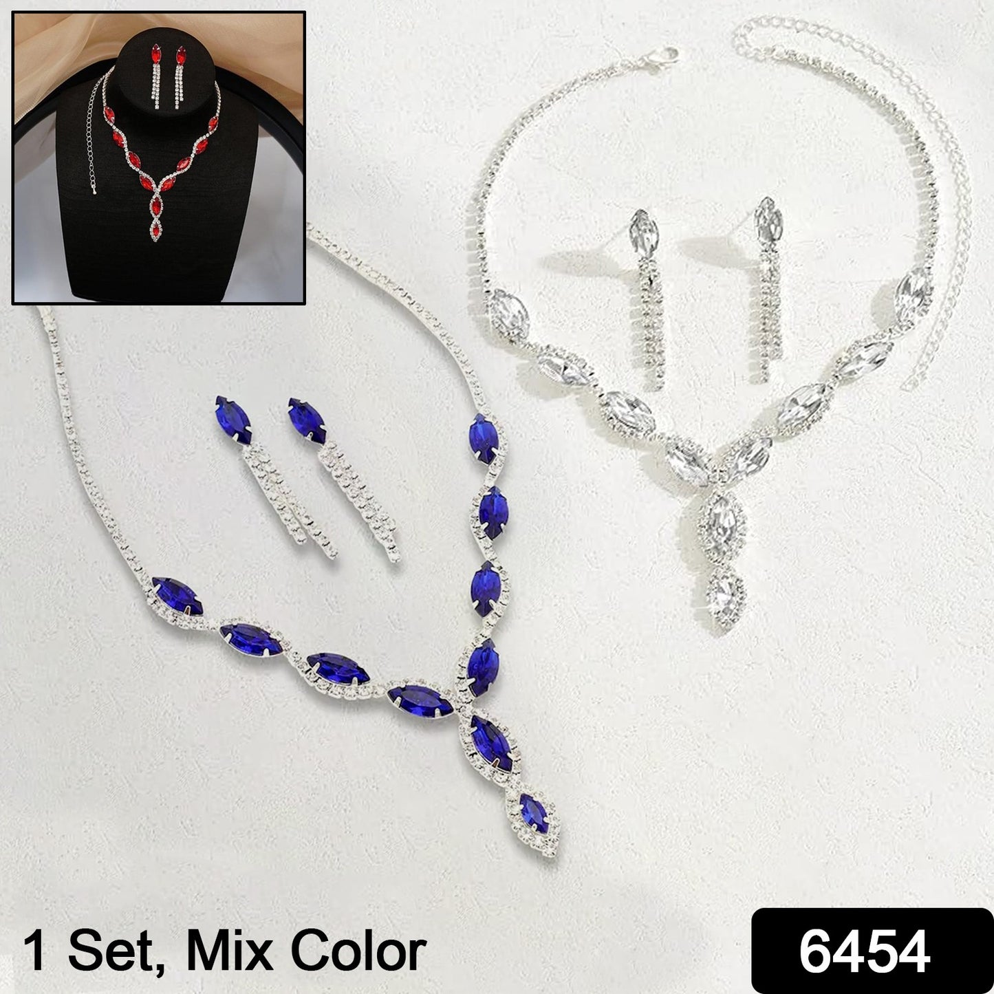 Wukusy wedding jewelry set with matching bracelet, necklace, and earrings in mixed colors, elegant accessory for special occasions