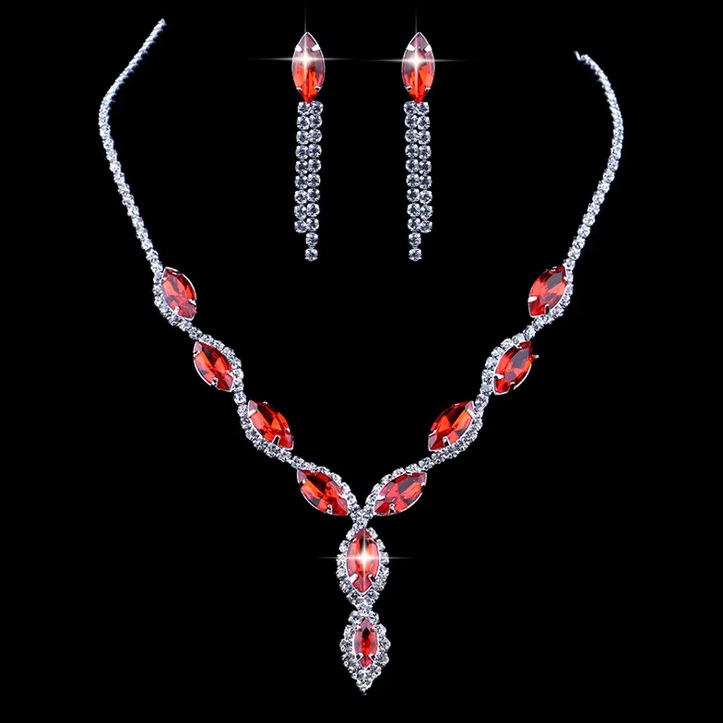 Wukusy wedding jewelry set with matching necklace and earrings, featuring colorful mixed bracelet designs for special occasions