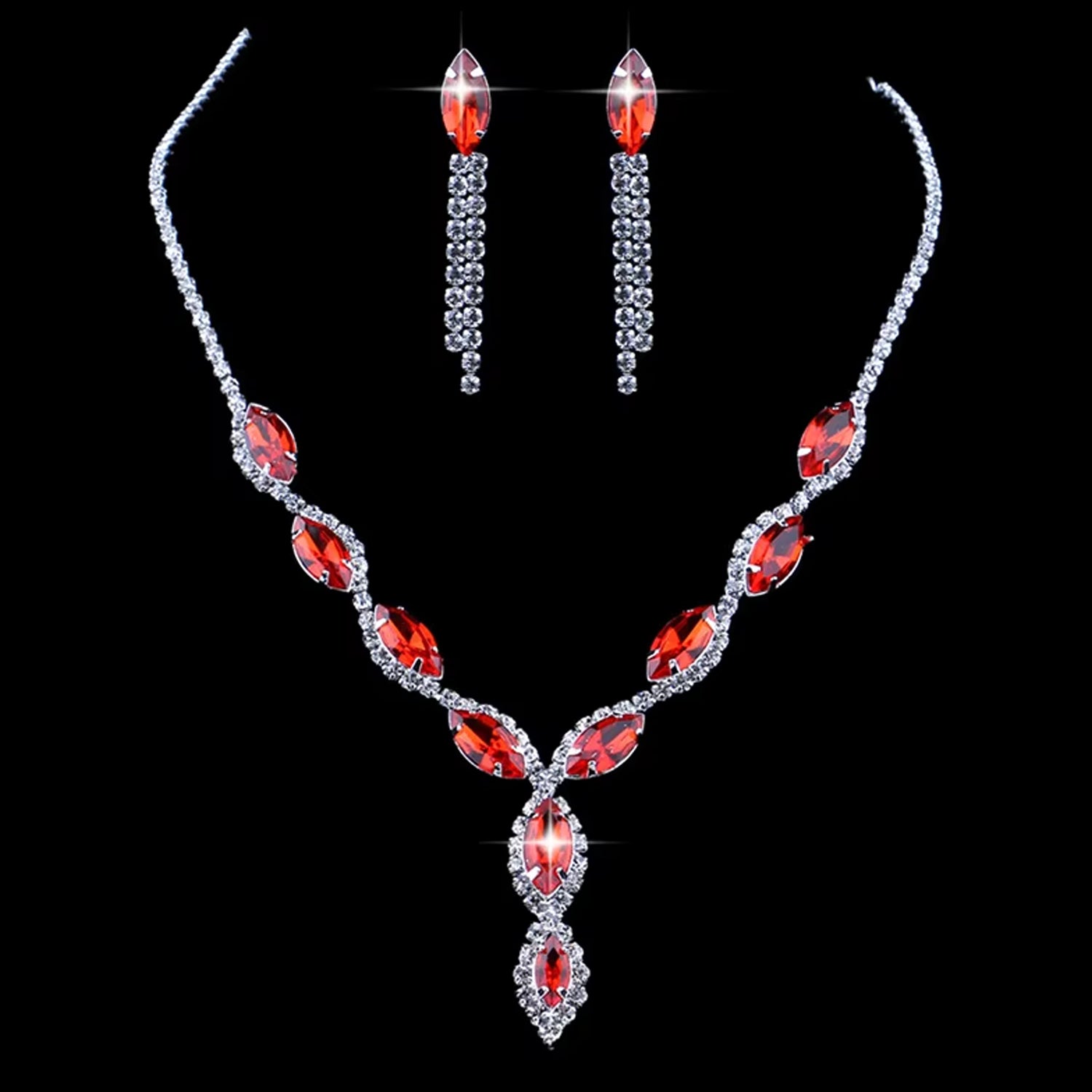 Wukusy wedding jewelry set with matching necklace and earrings, featuring colorful mixed bracelet designs for special occasions
