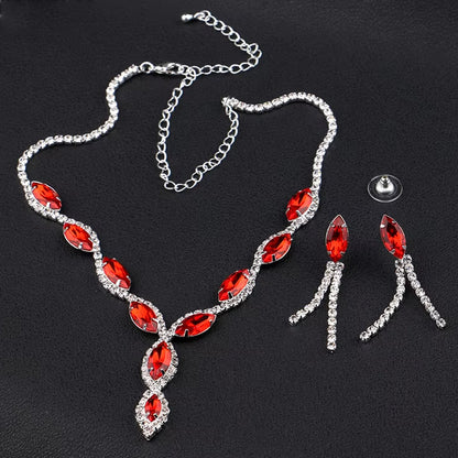 Wukusy wedding jewelry set with matching necklace and earrings in mixed colors, featuring elegant bracelet designs.