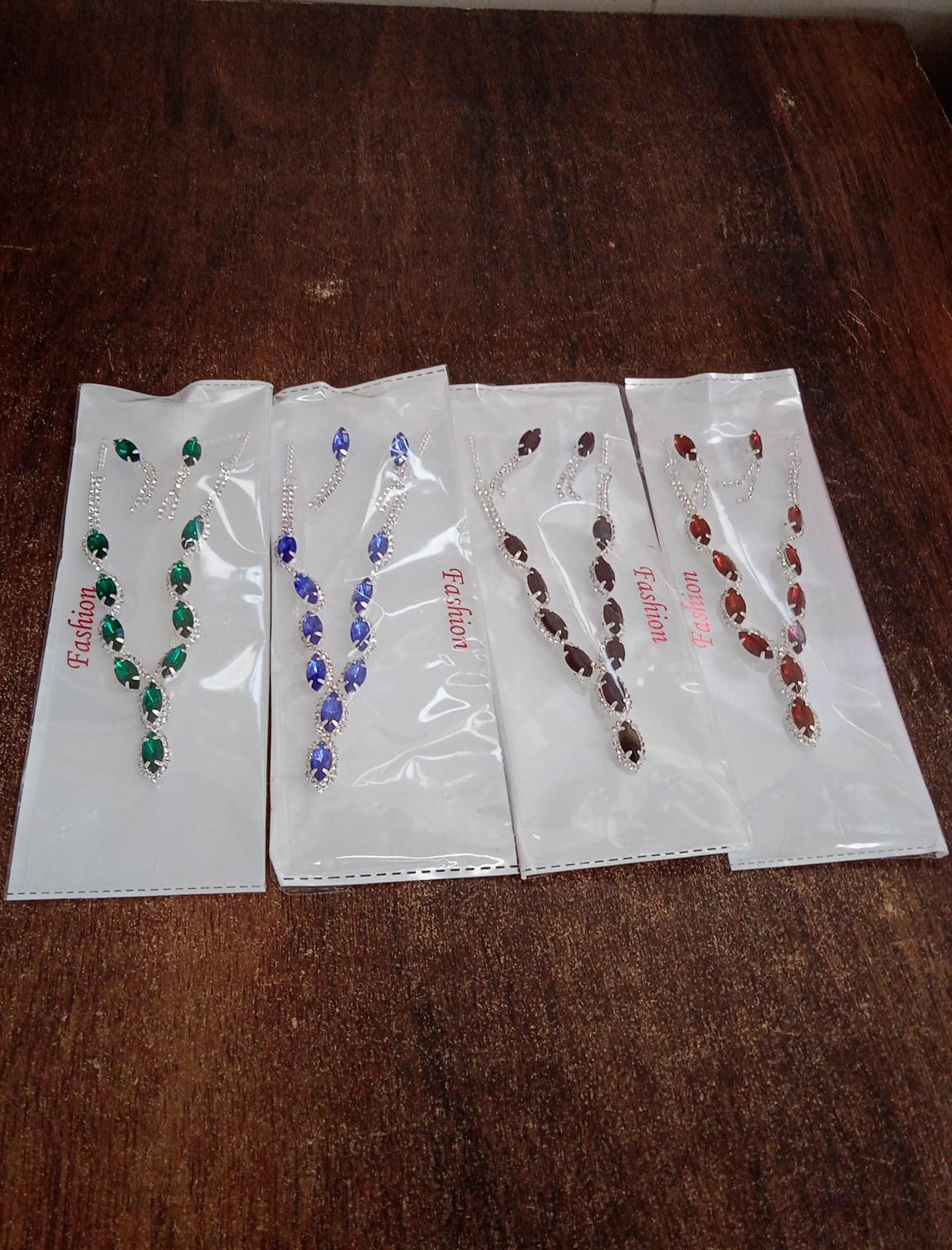Wukusy wedding jewelry set with matching necklaces and earrings, featuring mixed color bracelets and elegant design for special occasions.
