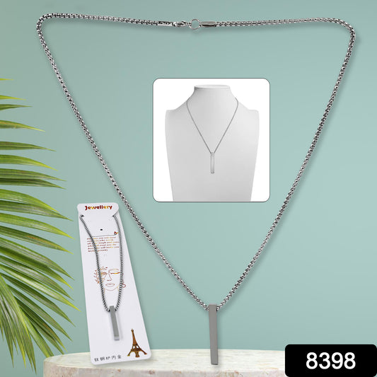 Stainless steel plain stick-shaped locket bracelet with chain by Wukusy, featuring a sleek, minimalist design.