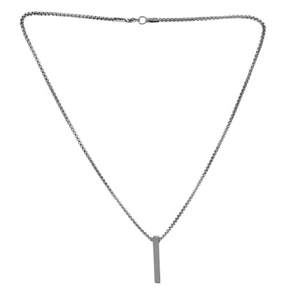 Stainless steel plain stick-shaped locket bracelet with chain by Wukusy, featuring a sleek, minimalist design and adjustable chain.