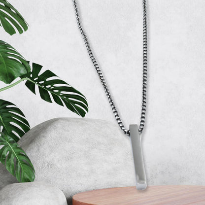 Stainless steel plain stick-shaped locket bracelet with chain by Wukusy, featuring a sleek, minimalist design and polished finish.