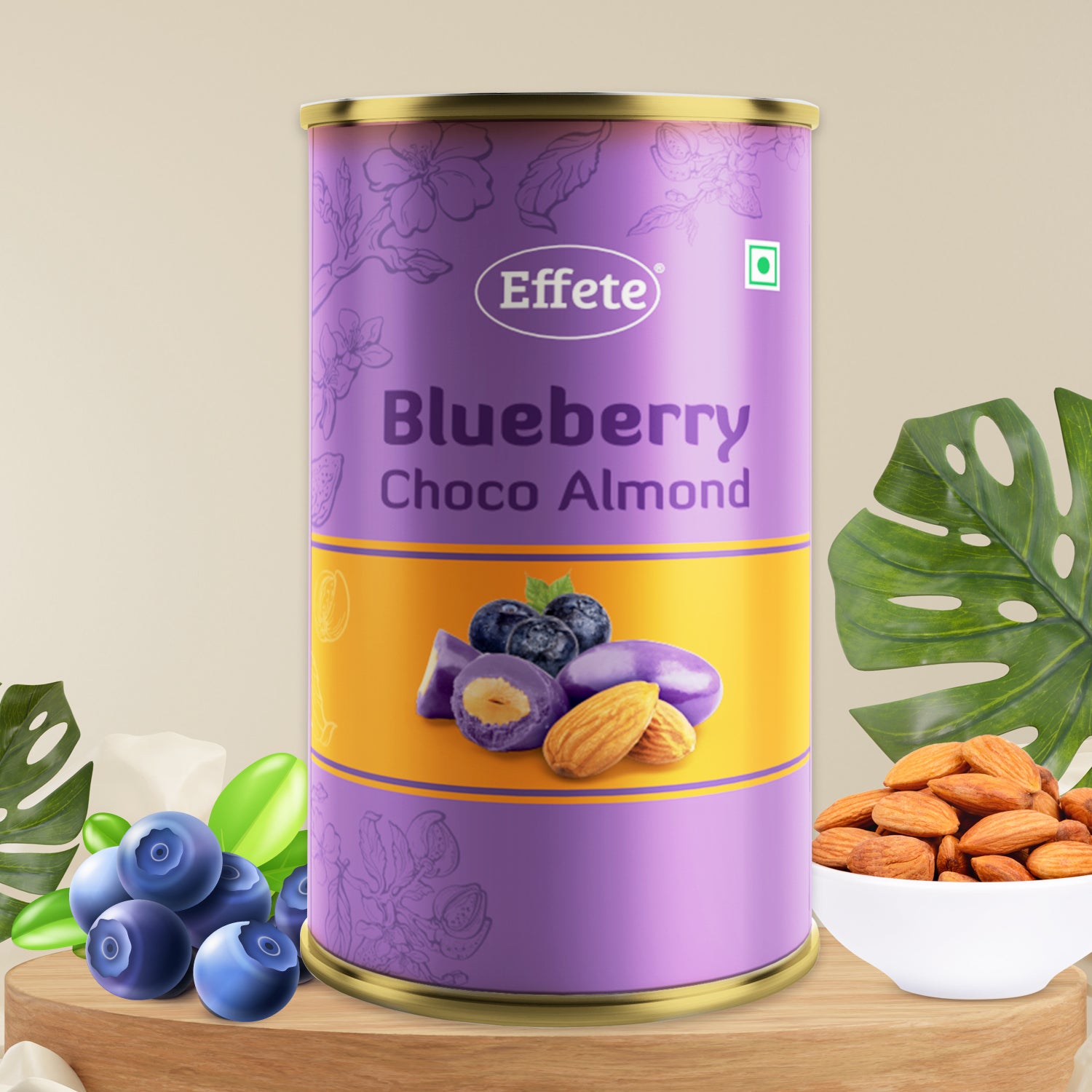 Wukusy Blue Berry Choco Almond Chocolates, 96g, featuring blue berry flavor with almonds and rich chocolate.