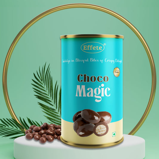 Assorted Wukusy Choco Magic chocolates displayed in colorful packaging, featuring a variety of chocolate pieces and shapes.