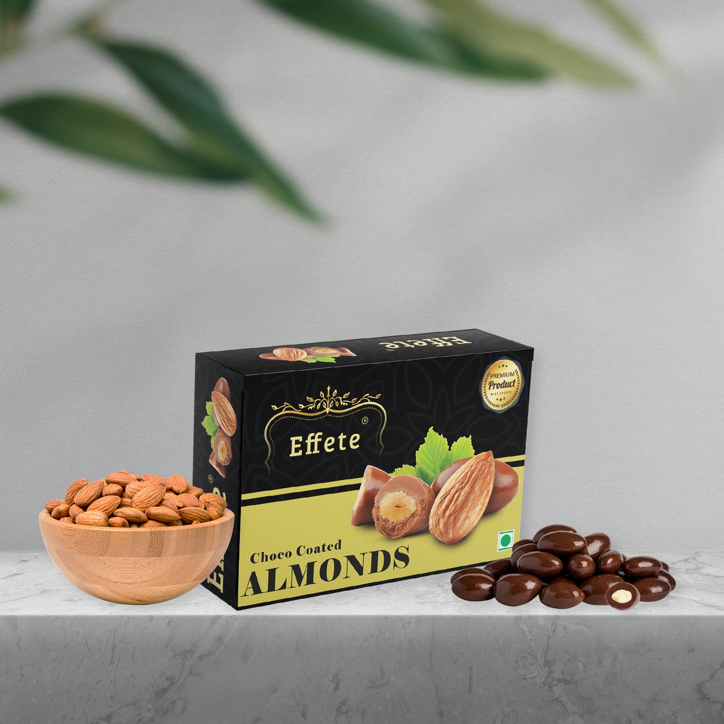 Wukusy Delicious Almond Chocolate box featuring assorted chocolates with almond fillings and smooth chocolate coating.