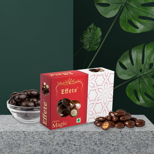 Wukusy Delicious Choco Magic chocolates in a box, featuring rich, smooth chocolate pieces with decorative packaging.