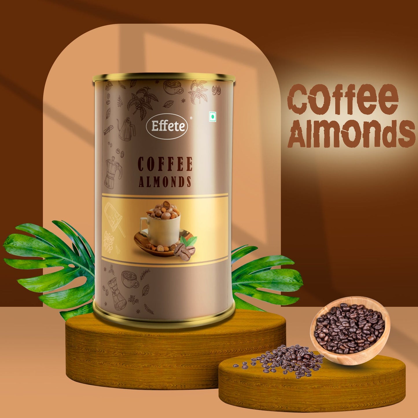 Wukusy Effete Coffee Almonds Chocolate, a box of chocolates with coffee-flavored filling and almond pieces, wrapped in elegant packaging.