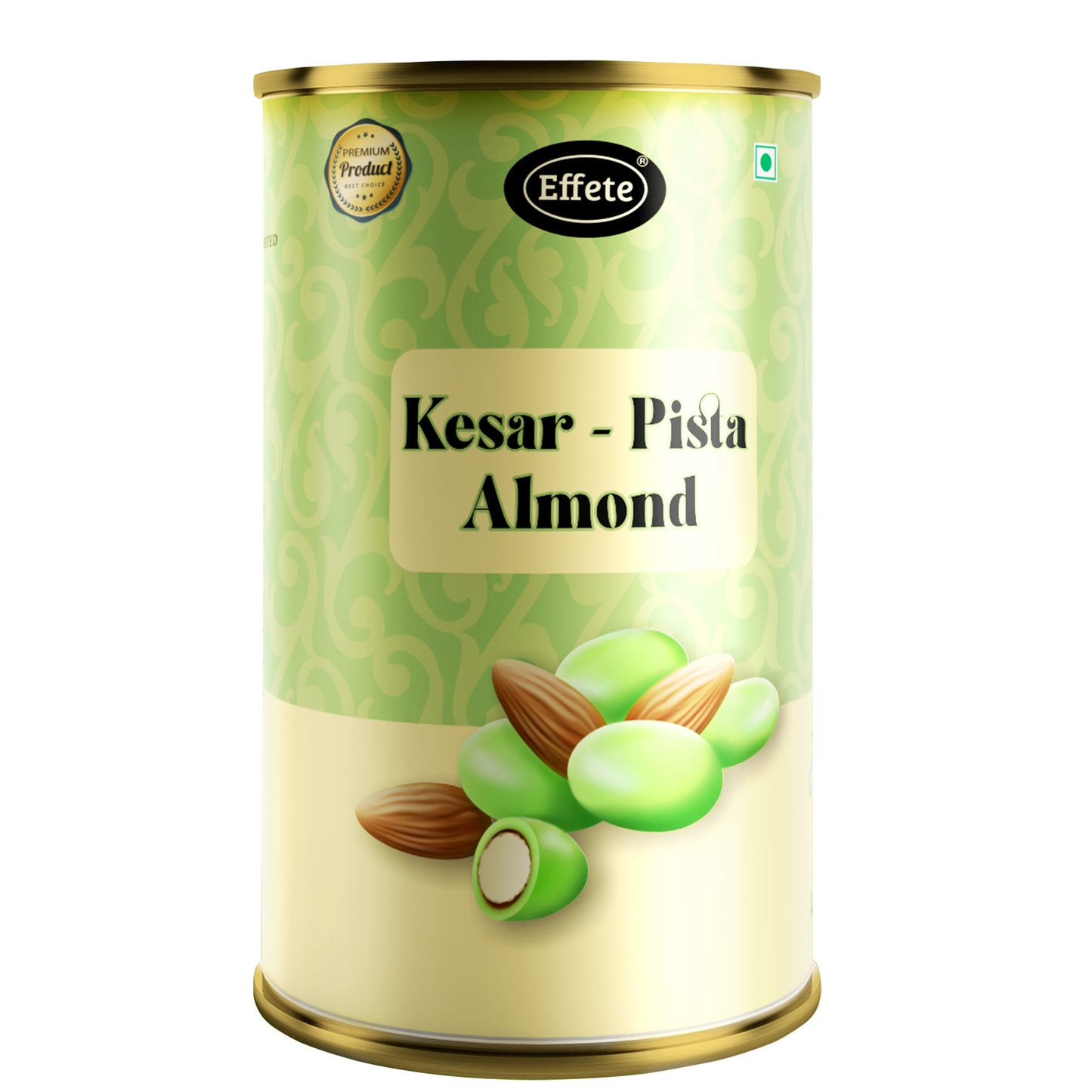 Wukusy Effete Kesar Pista Almonds Chocolate bar, 96g, with visible almonds, pistachios, and saffron-infused chocolate pieces.