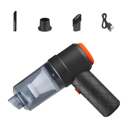 Wukusy 2-in-1 portable handheld vacuum cleaner with dust collection, wireless design, and USB recharge for home, car, and office use.