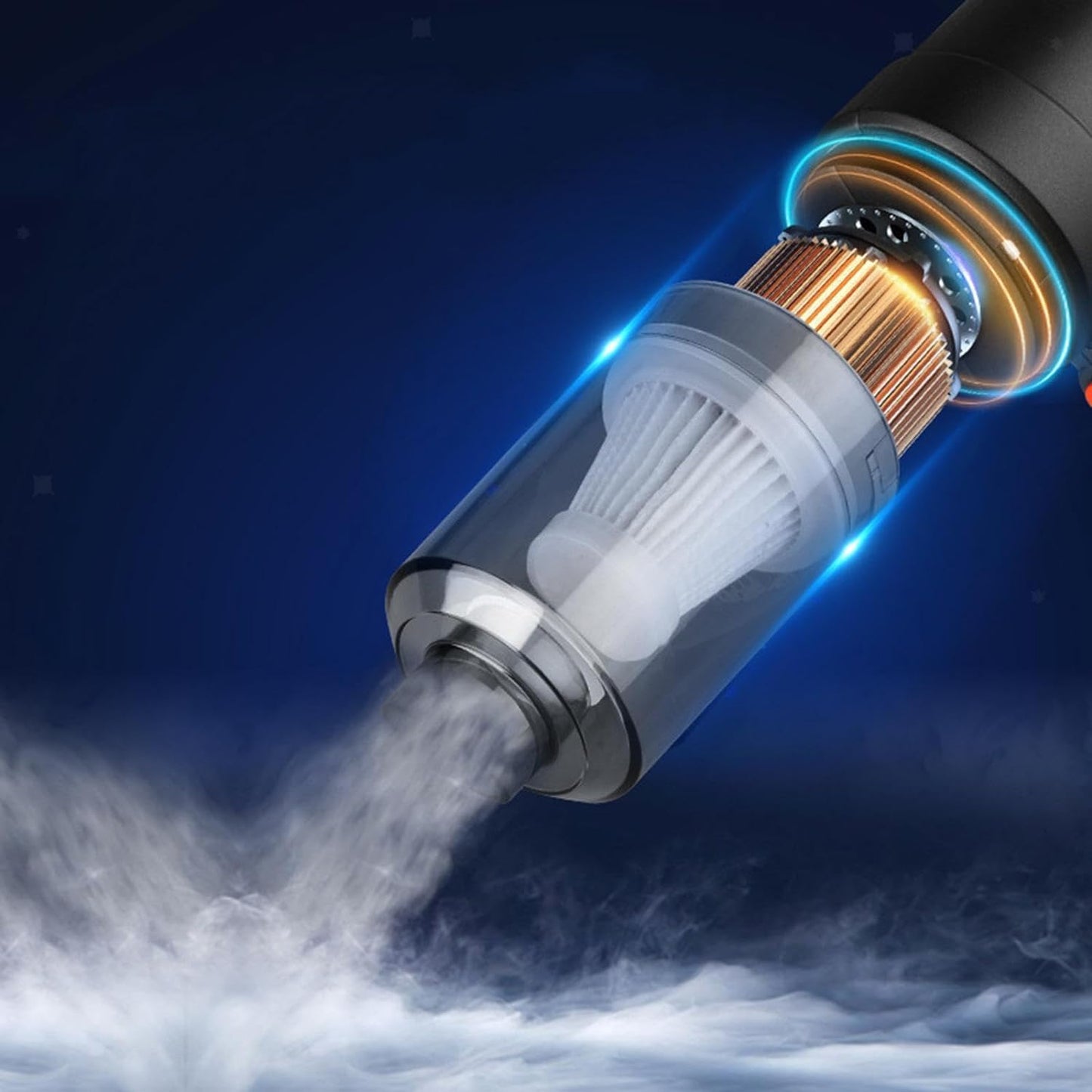 Wukusy 2-in-1 portable handheld vacuum cleaner with dust collection, high power, wireless design, suitable for home, car, and office use.