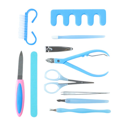 Wukusy 11-in-1 manicure and pedicure nail care kit set with various tools for nail grooming and beautifying.