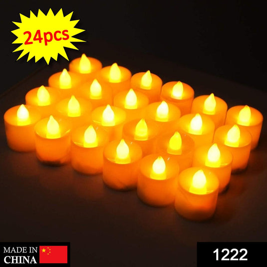 Set of 24 white LED tealight candles by Wukusy, festive decorative lighting for special occasions and celebrations.