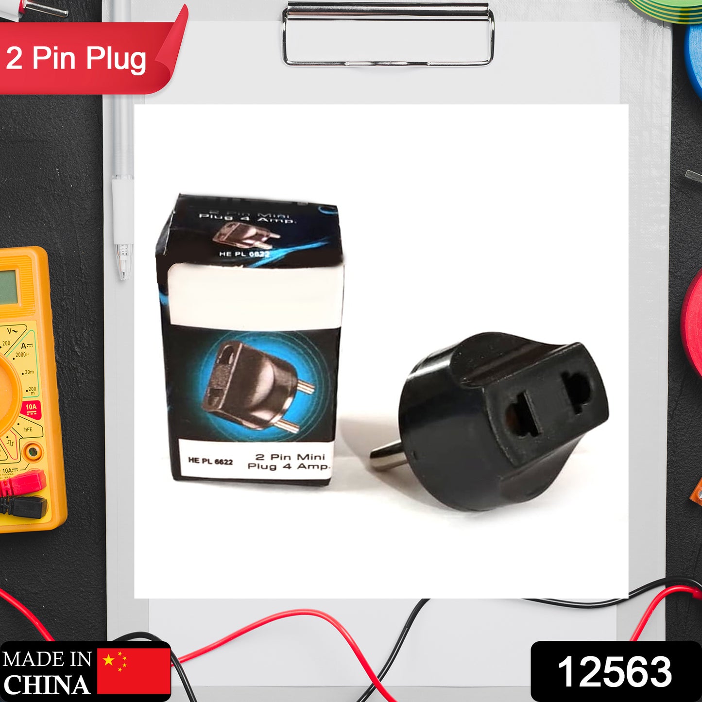 Wukusy 2-pin 4 Amp conversion electrical connector plug with color box, 2-pin plug converter adapter for electrical devices.