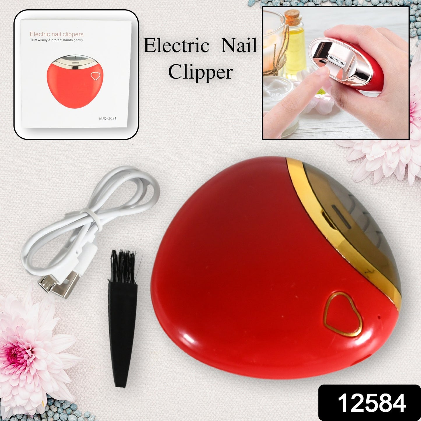 Wukusy electric manicure set with nail clippers, nail file, drill, grinder, cuticle tools, and baby-safe ABS plastic components.