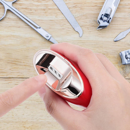 Wukusy electric manicure set with nail clippers, file, drill, cuticle grinder, and pedicure scissors for professional nail care.