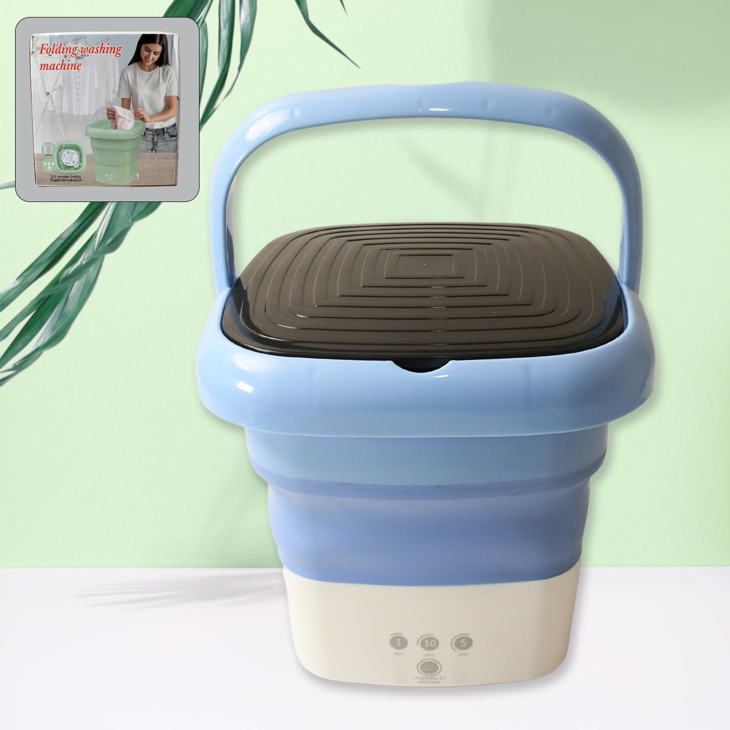 Wukusy portable folding mini washing machine for socks, underwear, baby clothes, featuring deep cleaning and compact design.