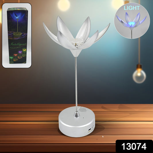 Wukusy lotus flower lamp with music, touch open/close, USB rechargeable, decorative LED light, 1 piece
