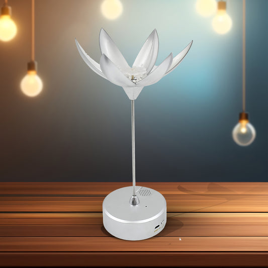 Wukusy Lotus Flower Lamp with music touch control, USB rechargeable, open and close design, decorative electric lamp for home.