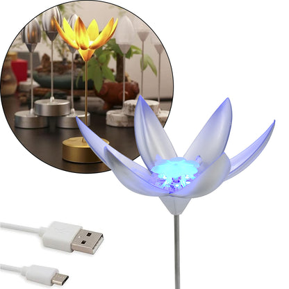 Wukusy 13074 Lotus Flower Lamp with music touch control, open and close design, USB rechargeable, single decorative light.