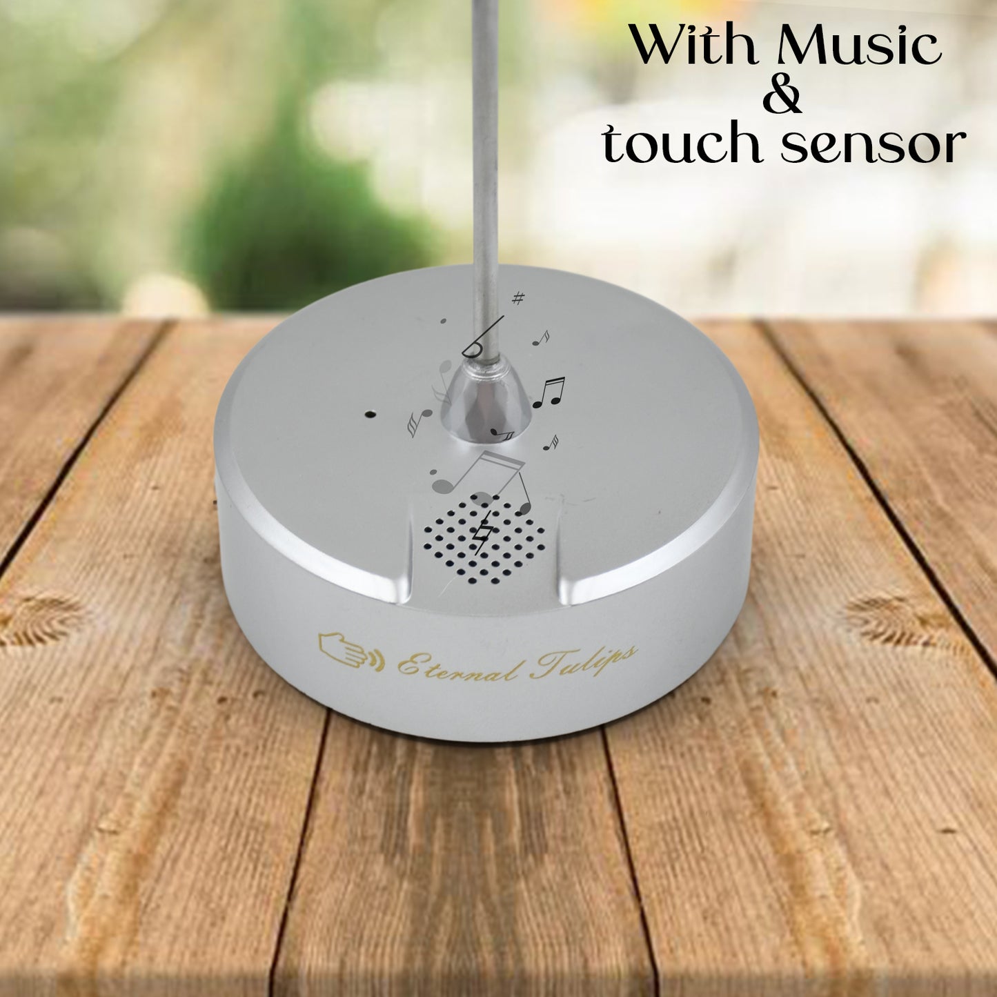 Wukusy Lotus Flower Lamp with music, touch open/close, USB rechargeable, decorative LED night light, 1 piece