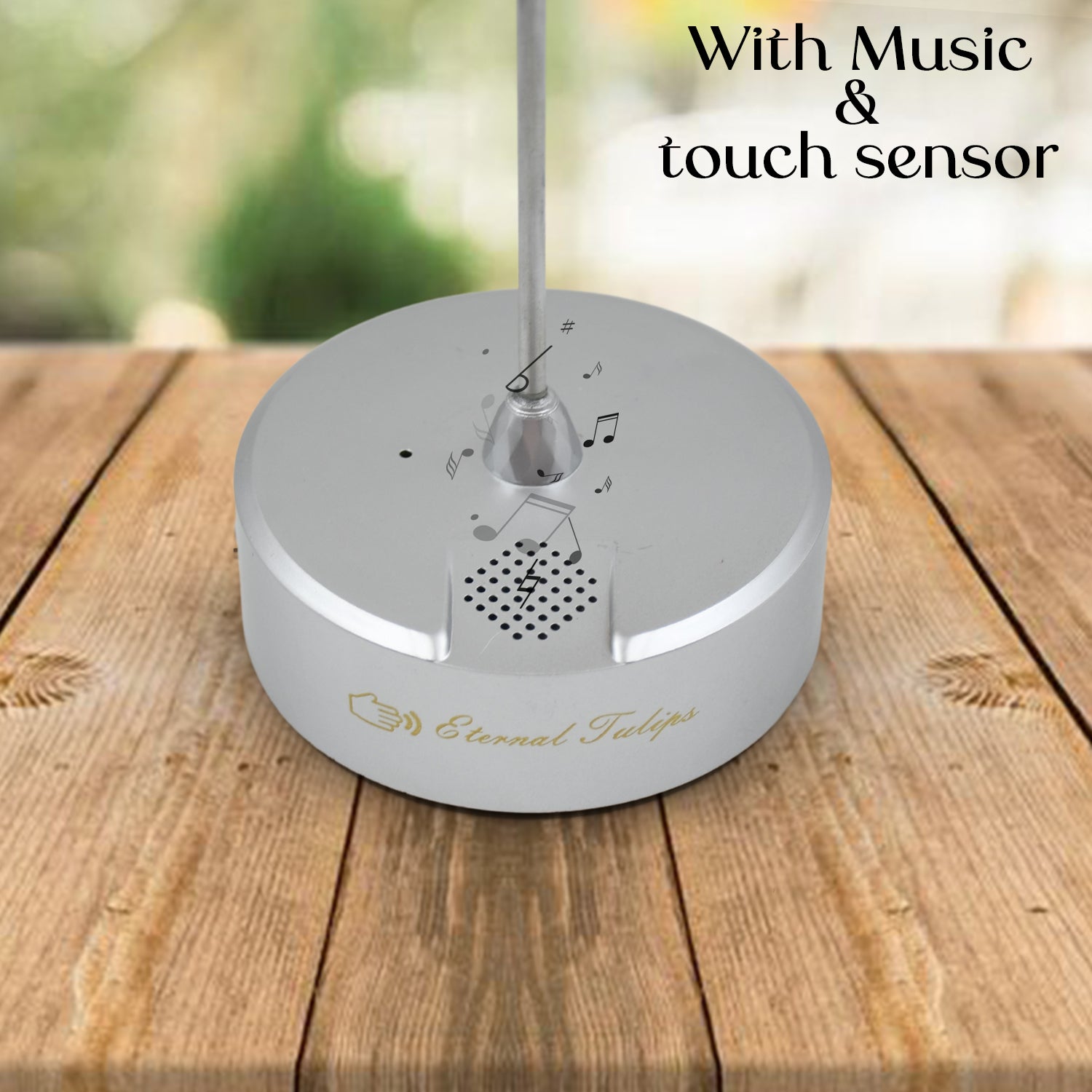 Wukusy Lotus Flower Lamp with music, touch open/close, USB rechargeable, decorative LED night light, 1 piece