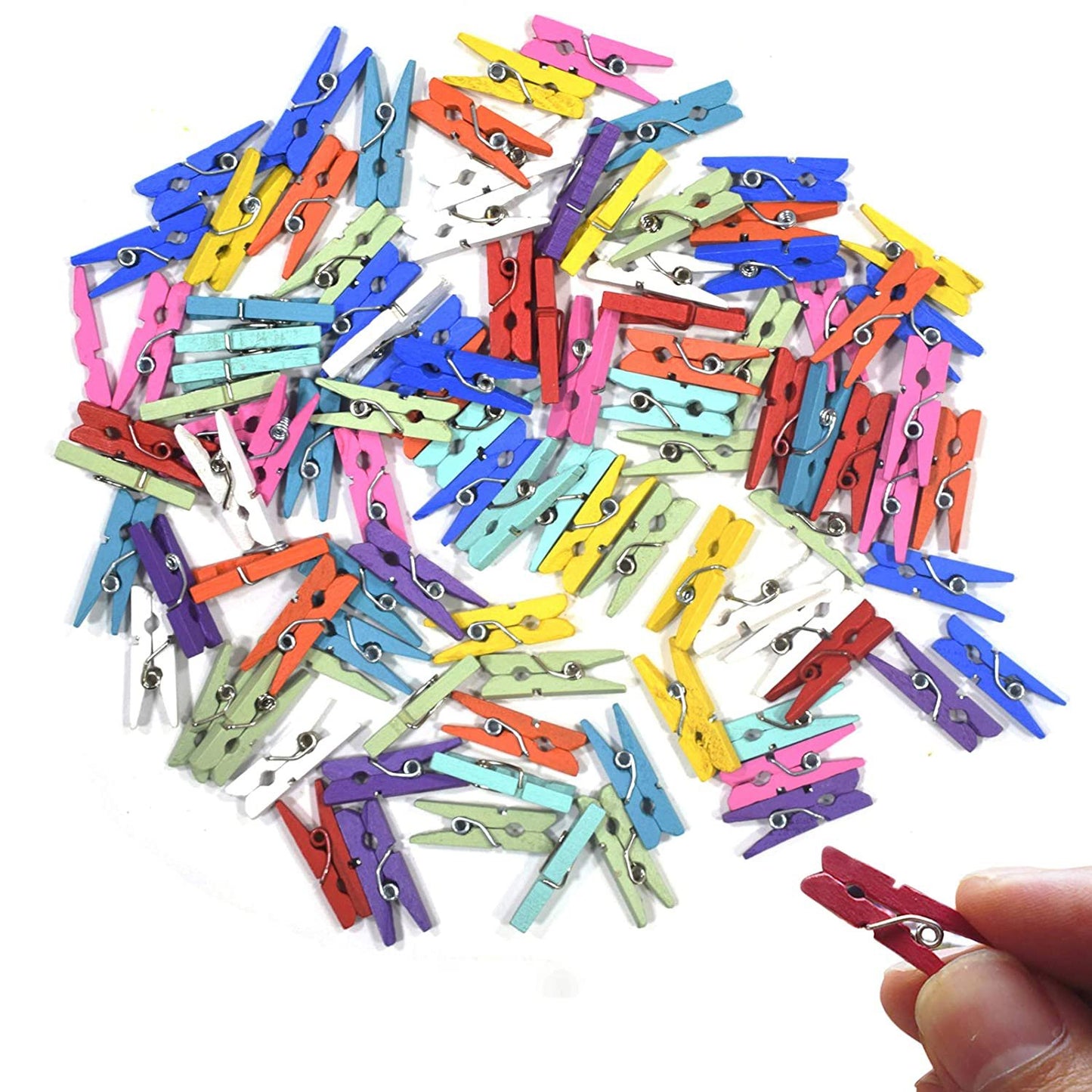 Set of 50 small Wukusy multipurpose wooden clips, cloth pegs for laundry, crafts, or hanging items.