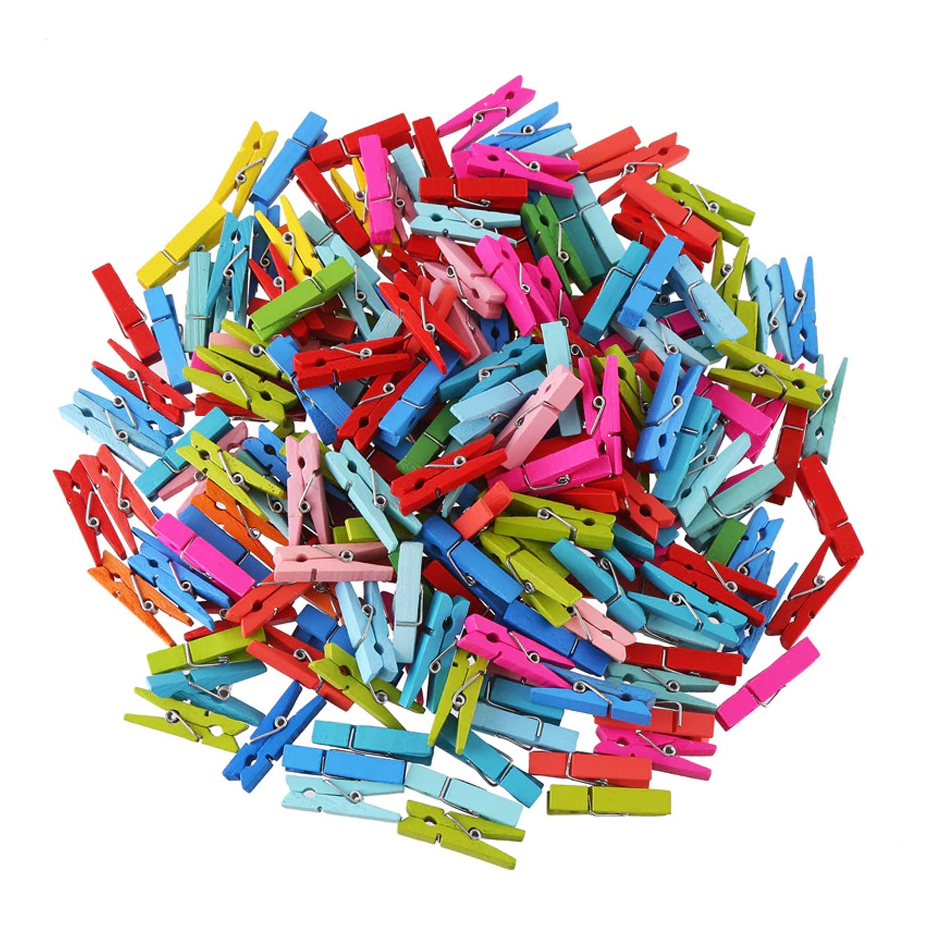 Set of 50 small Wukusy wooden clips or cloth pegs for laundry, crafts, or organizing household items.